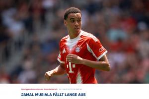 拜仁官方：穆西亚拉腓骨骨折+踝关节脱臼，将接受手术长期缺阵